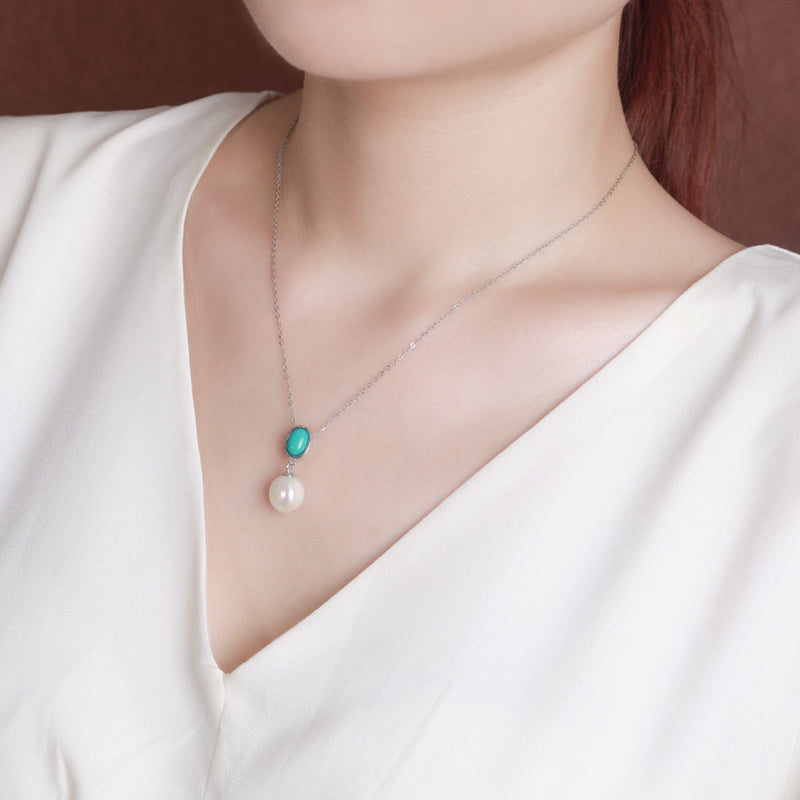 Buddha Stones925スターリングシルバー パール ターコイズ ヒーリングウィズダムネックレス ペンダント リング イヤリング