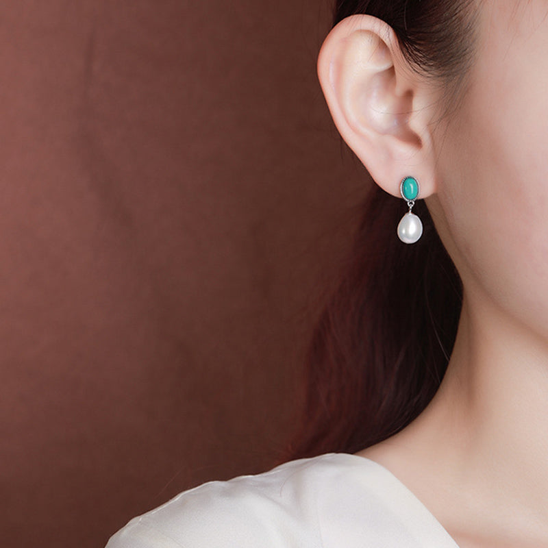 Buddha Stones925スターリングシルバー パール ターコイズ ヒーリングウィズダムネックレス ペンダント リング イヤリング