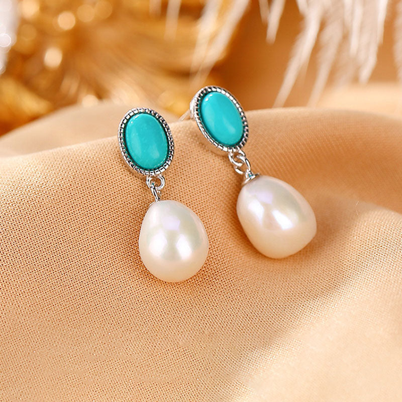 Buddha Stones925スターリングシルバー パール ターコイズ ヒーリングウィズダムネックレス ペンダント リング イヤリング