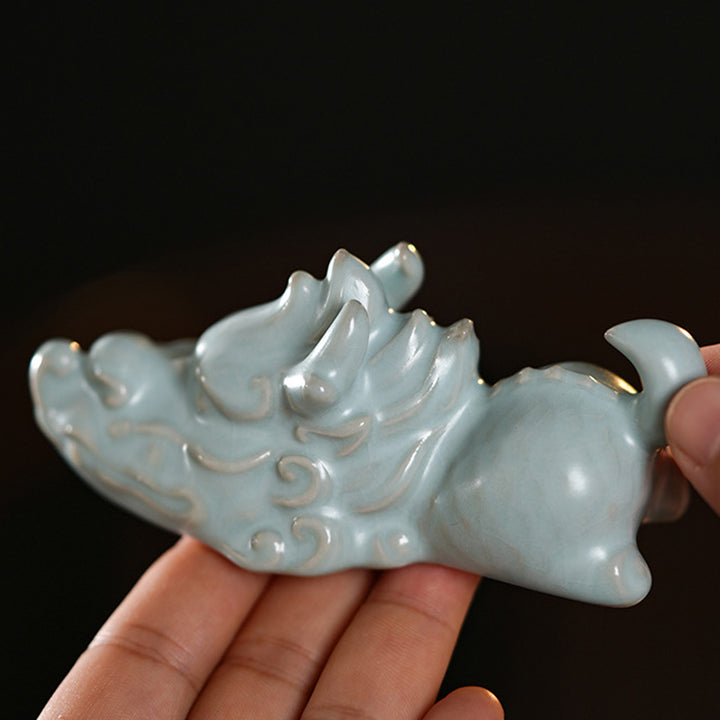 龍年幸運Buddha Stones陶器ティーペットホーム置物装飾