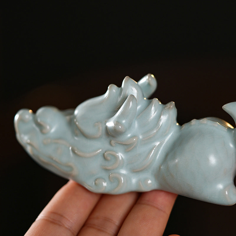 龍年幸運Buddha Stones陶器ティーペットホーム置物装飾