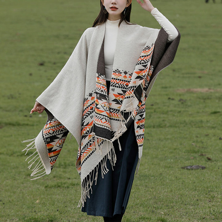 Buddha Stonesチベットショール カラフルな幾何学模様 冬用 心地よい旅行用スカーフ ラップ - image 3