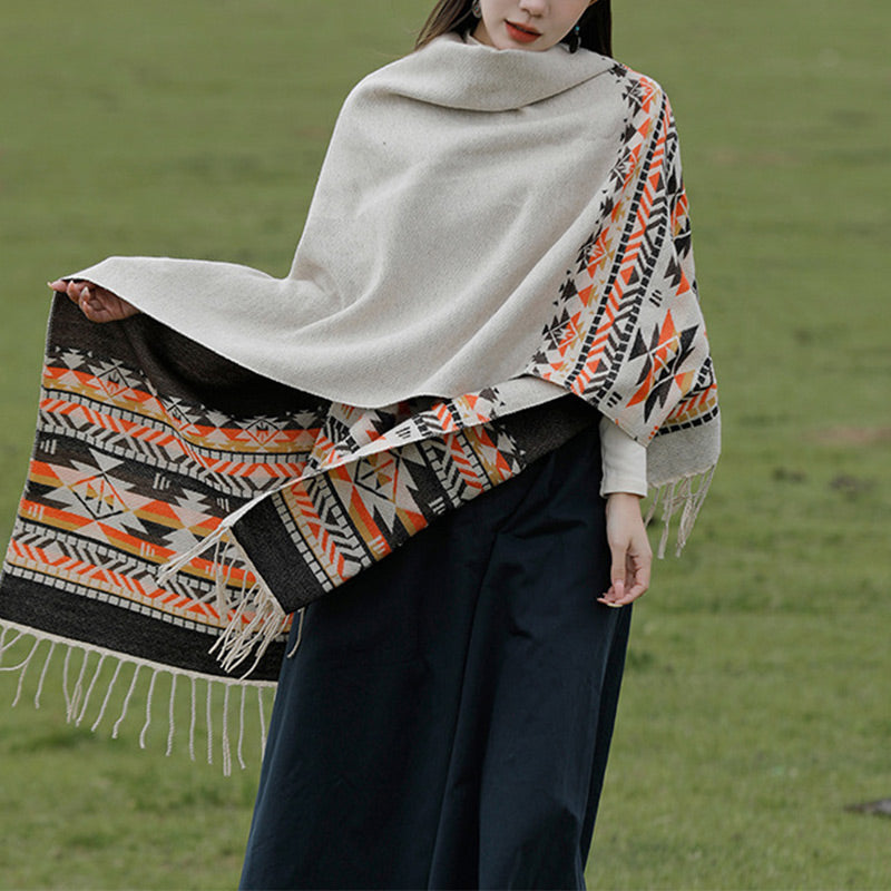 Buddha Stonesチベットショール カラフルな幾何学模様 冬用 心地よい旅行用スカーフ ラップ - image 1