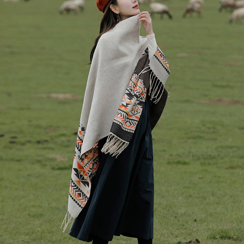 Buddha Stonesチベットショール カラフルな幾何学模様 冬用 心地よい旅行用スカーフ ラップ - image 5