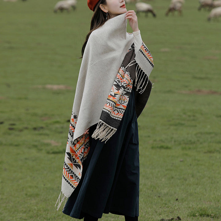 Buddha Stonesチベットショール カラフルな幾何学模様 冬用 心地よい旅行用スカーフ ラップ - image 5