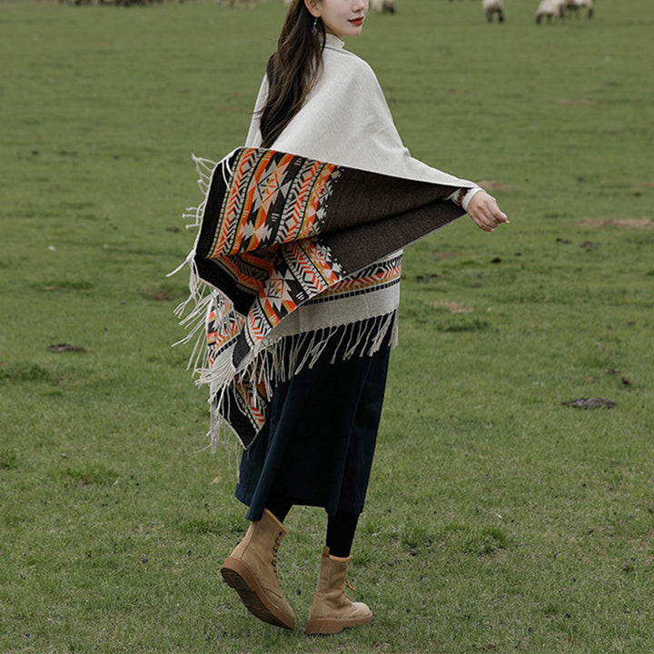 Buddha Stonesチベットショール カラフルな幾何学模様 冬用 心地よい旅行用スカーフ ラップ - image 10