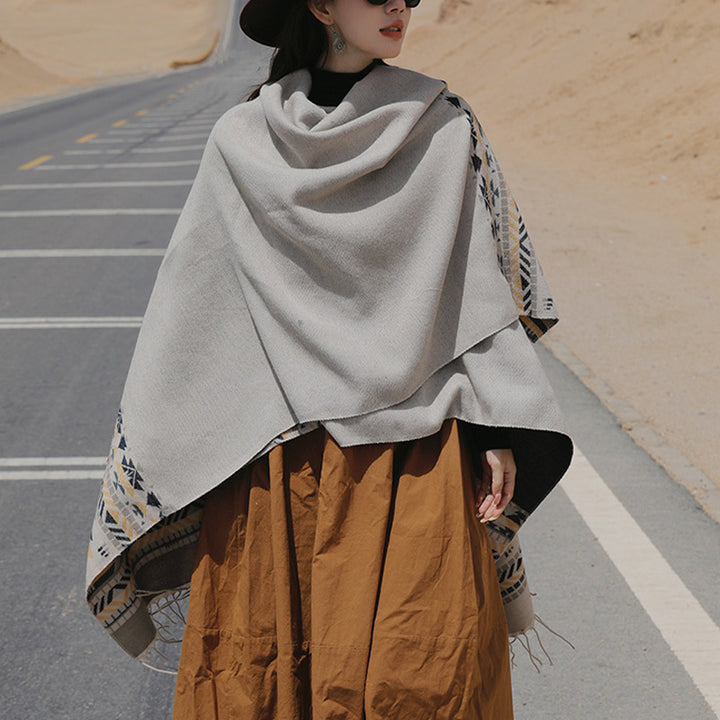 Buddha Stonesチベットショール カラフルな幾何学模様 冬用 心地よい旅行用スカーフ ラップ - image 26