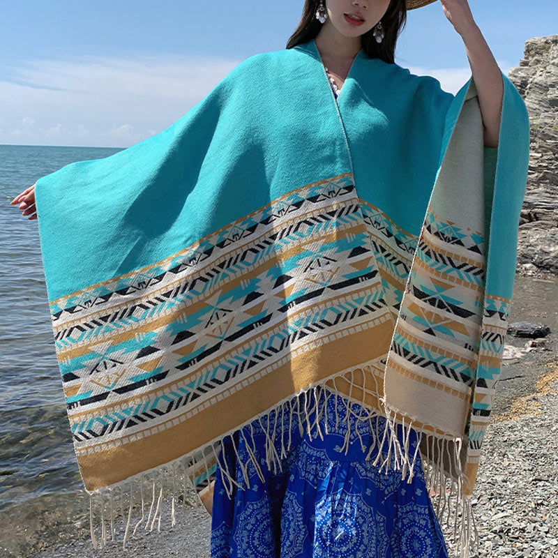 Buddha Stonesチベットショール カラフルな幾何学模様 冬用 心地よい旅行用スカーフ ラップ - image 29