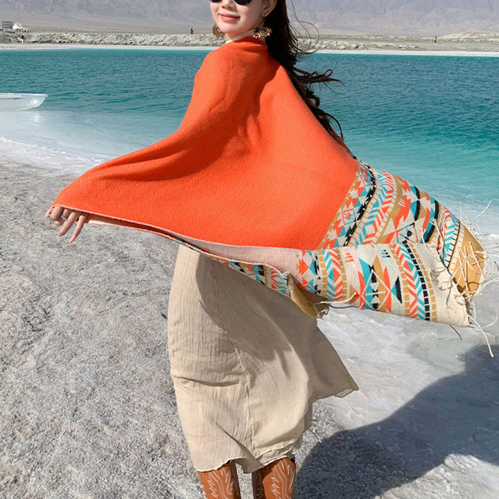 Buddha Stonesチベットショール カラフルな幾何学模様 冬用 心地よい旅行用スカーフ ラップ - image 39