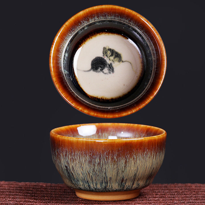 Buddha Stones12 干支柄 陶器ティーカップ カンフージャン 中国占星術 ティーカップ 73ml