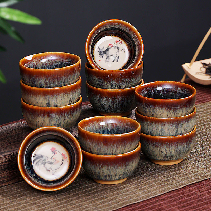 Buddha Stones12 干支柄 陶器ティーカップ カンフージャン 中国占星術 ティーカップ 73ml