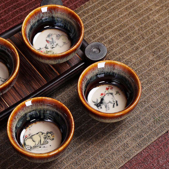 Buddha Stones12 干支柄 陶器ティーカップ カンフージャン 中国占星術 ティーカップ 73ml
