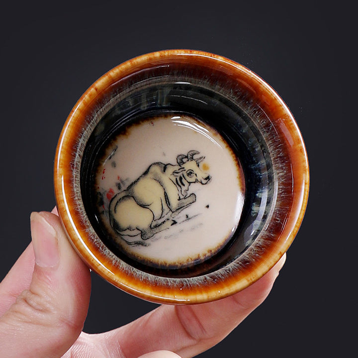 Buddha Stones12 干支柄 陶器ティーカップ カンフージャン 中国占星術 ティーカップ 73ml