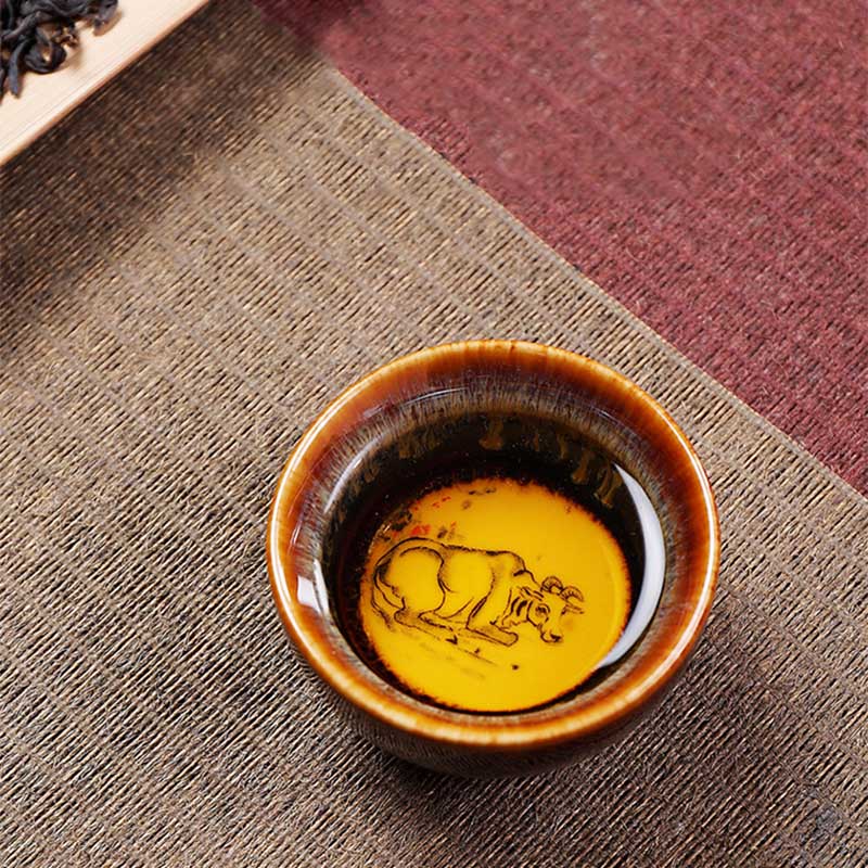 Buddha Stones12 干支柄 陶器ティーカップ カンフージャン 中国占星術 ティーカップ 73ml