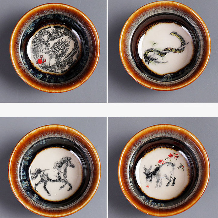 Buddha Stones12 干支柄 陶器ティーカップ カンフージャン 中国占星術 ティーカップ 73ml
