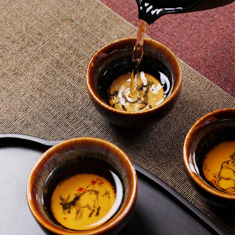 Buddha Stones12 干支柄 陶器ティーカップ カンフージャン 中国占星術 ティーカップ 73ml