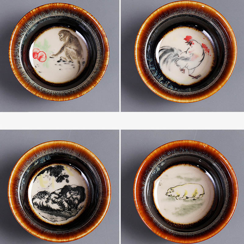 Buddha Stones12 干支柄 陶器ティーカップ カンフージャン 中国占星術 ティーカップ 73ml