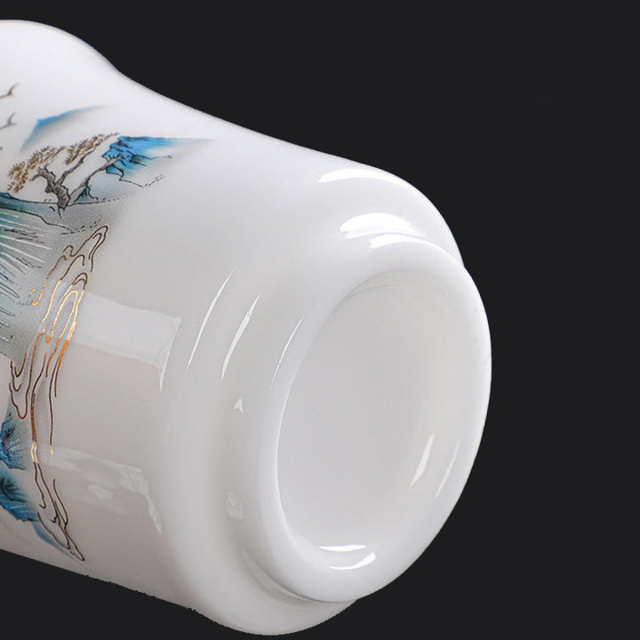 Buddha Stones、山、川、木、陶器のティーカップ、カンフーティーカップ 120ml