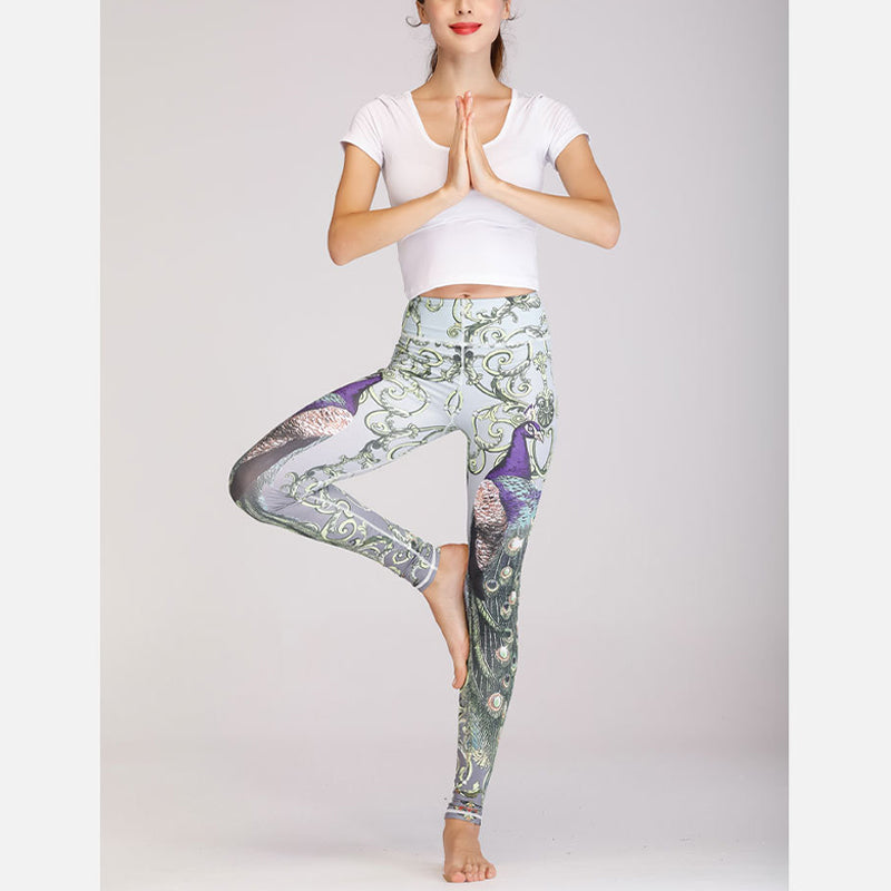 Buddha Stones 2点セット 蓮華鳳凰 春の花 孔雀柄 トップパンツ スポーツ フィットネス ヨガ レディース ヨガセット - image 19