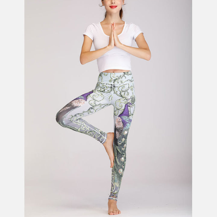 Buddha Stones 2点セット 蓮華鳳凰 春の花 孔雀柄 トップパンツ スポーツ フィットネス ヨガ レディース ヨガセット - image 19