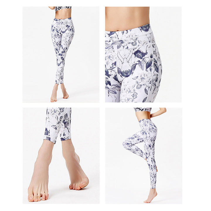 Buddha Stonesの花と葉のプリントパンツ スポーツフィットネス ヨガレギンス レディース ヨガパンツ - image 13