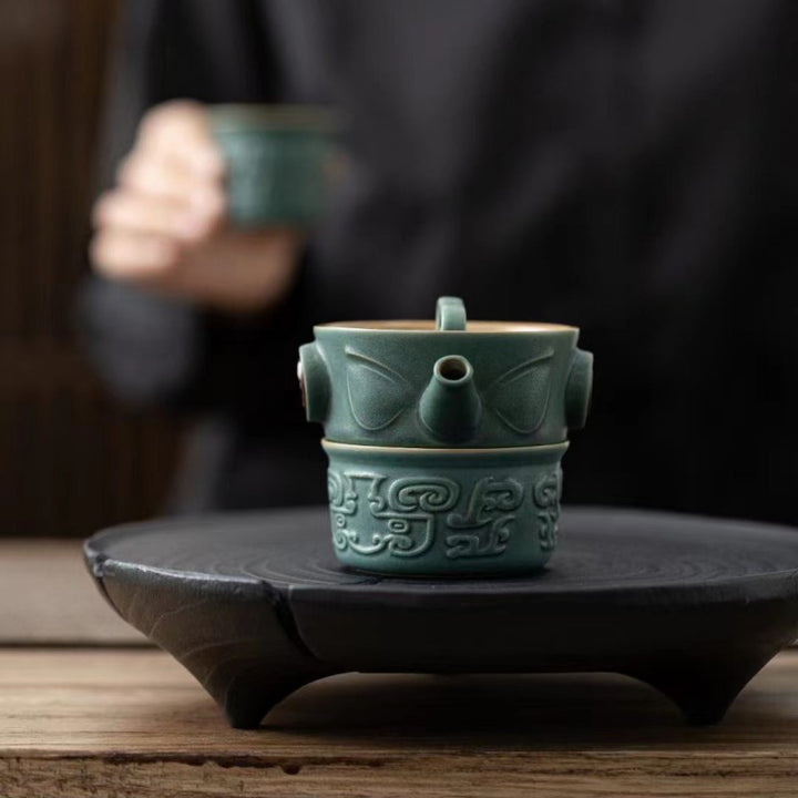 Buddha Stones三星堆陶器ティーカップ カンフーティーカップ バッグ付き