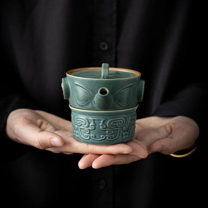 Buddha Stones三星堆陶器ティーカップ カンフーティーカップ バッグ付き
