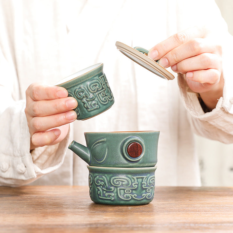 Buddha Stones三星堆陶器ティーカップ カンフーティーカップ バッグ付き