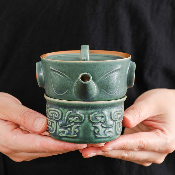 Buddha Stones三星堆陶器ティーカップ カンフーティーカップ バッグ付き