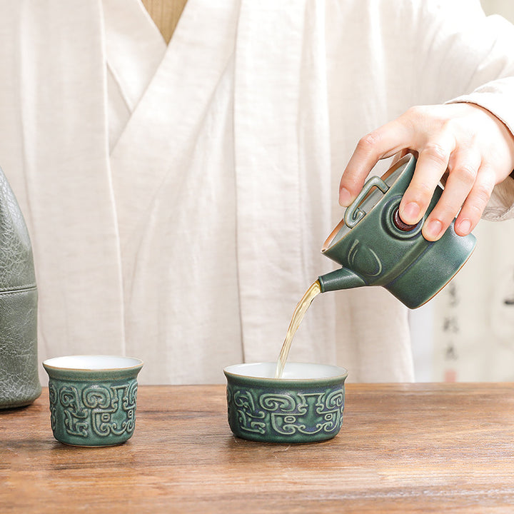 Buddha Stones三星堆陶器ティーカップ カンフーティーカップ バッグ付き