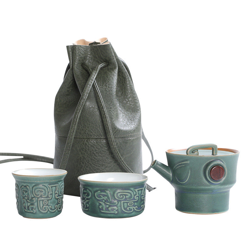 Buddha Stones三星堆陶器ティーカップ カンフーティーカップ バッグ付き