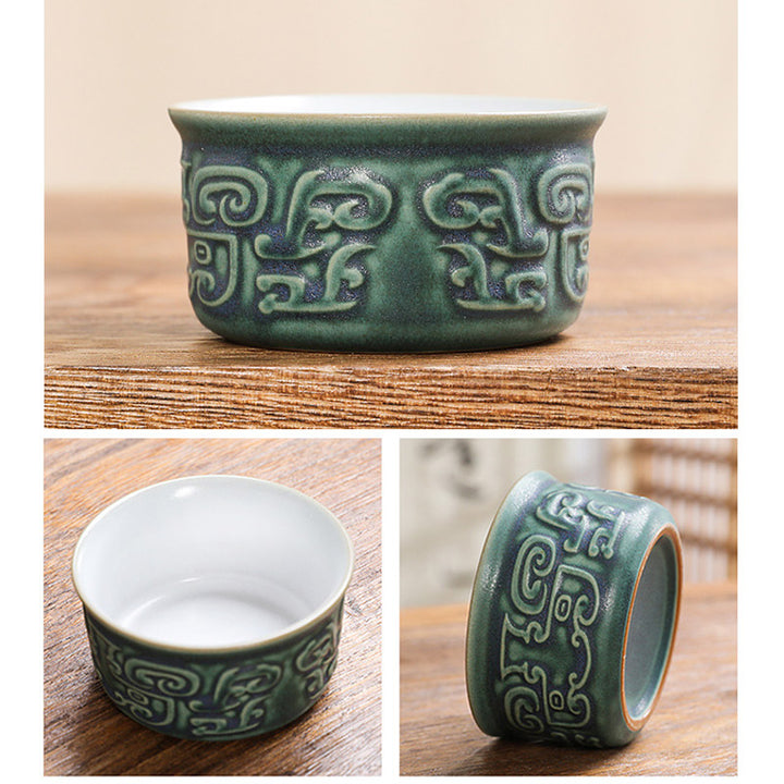 Buddha Stones三星堆陶器ティーカップ カンフーティーカップ バッグ付き