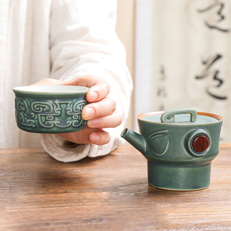 Buddha Stones三星堆陶器ティーカップ カンフーティーカップ バッグ付き