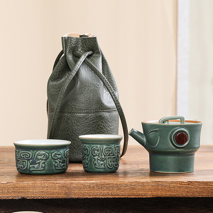 Buddha Stones三星堆陶器ティーカップ カンフーティーカップ バッグ付き