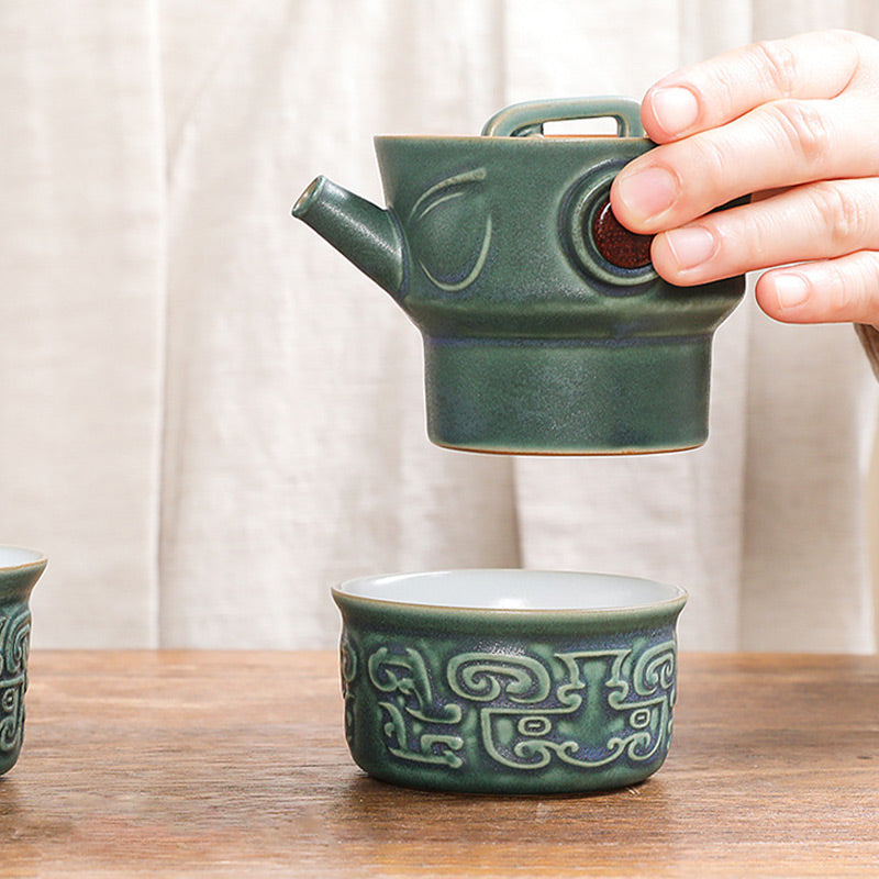 Buddha Stones三星堆陶器ティーカップ カンフーティーカップ バッグ付き