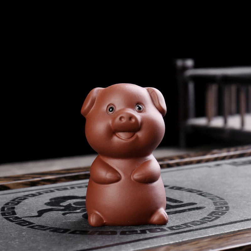 Buddha Stones十二支 紫粘土 富 陶器 ティーペット 置物 装飾 - 豚 4.4cm×4.8cm×7.4cm - image 16