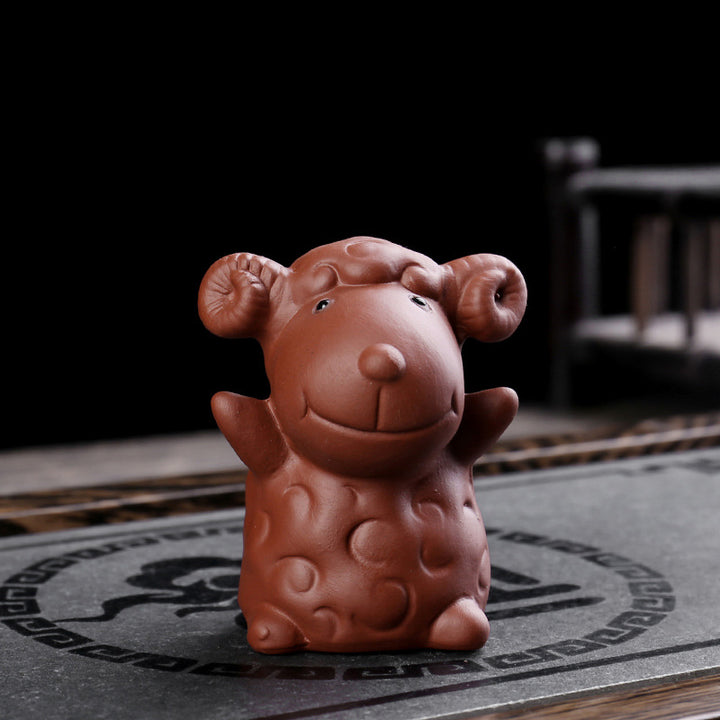 Buddha Stones十二支 紫粘土 富 陶器 ティーペット 置物 装飾 - ヤギ 4.7cm×6.2cm×7cm - image 12