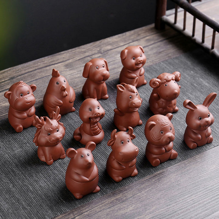 Buddha Stones十二支 紫粘土 富 陶器 ティーペット 置物 装飾