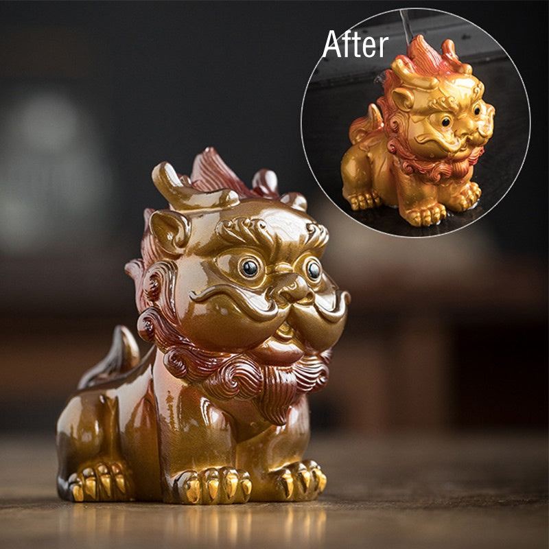 Buddha Stones色が変わる小さな貔貅 樹脂製 ティーペット 富の家の置物 装飾