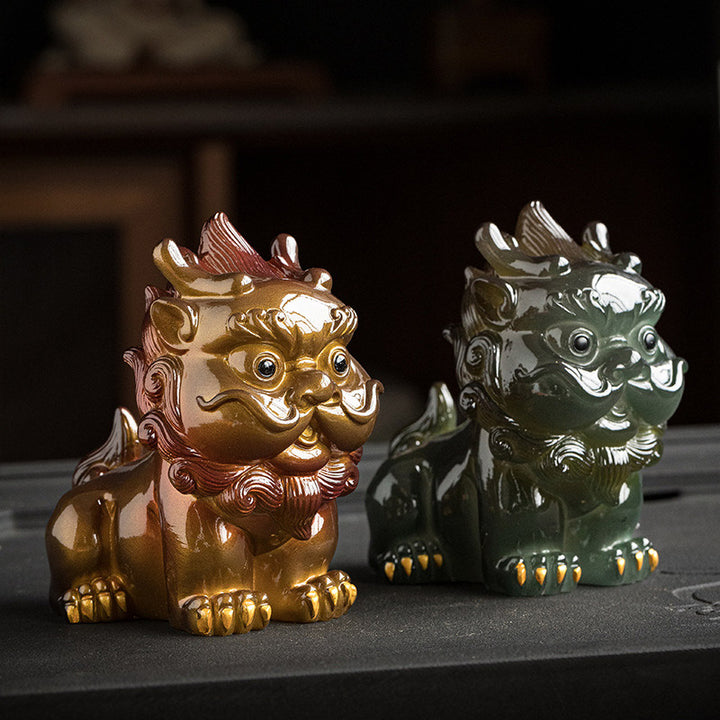 Buddha Stones色が変わる小さな貔貅 樹脂製 ティーペット 富の家の置物 装飾