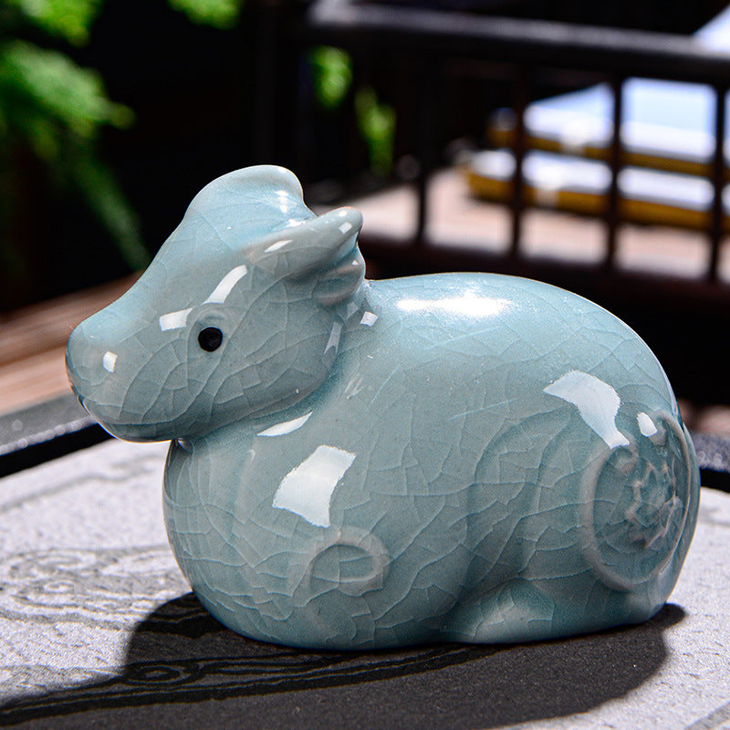 Buddha Stones十二支 富 陶器 ティーペット 置物 家 装飾 - 牛 7.5cm×5cm×5.5cm - image 6