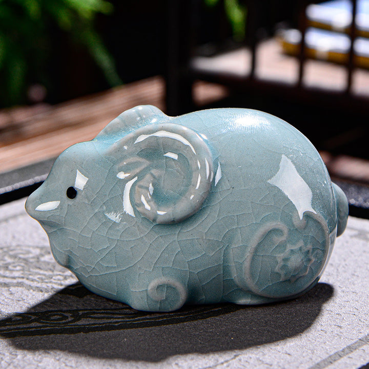 Buddha Stones十二支 富 陶器 ティーペット 置物 家 装飾 - ヤギ 8cm×5cm×4.5cm - image 16