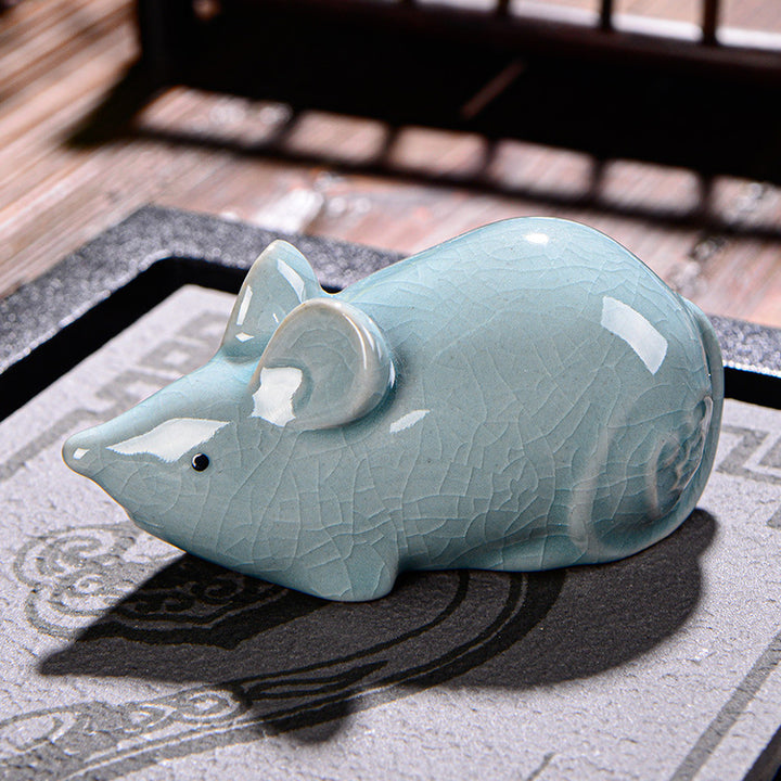 Buddha Stones十二支 富 陶器 ティーペット 置物 家 装飾 - ネズミ 9.5cm×5cm×4.5cm - image 4