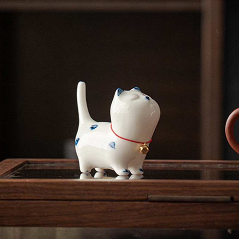 Buddha Stonesミニラッキー白猫子猫ティーペットセラミックホームデスク置物装飾 - image 8