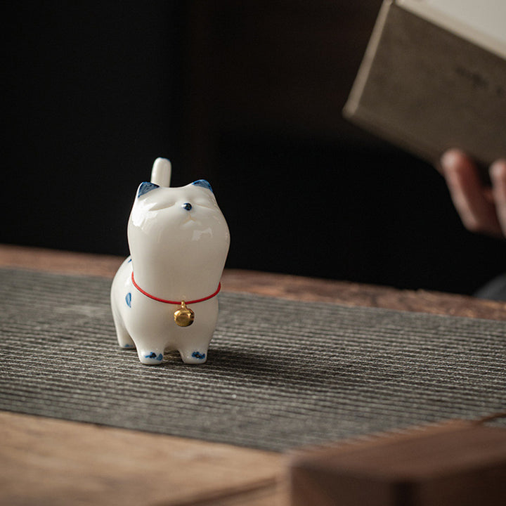 Buddha Stonesミニラッキー白猫子猫ティーペットセラミックホームデスク置物装飾 - image 5