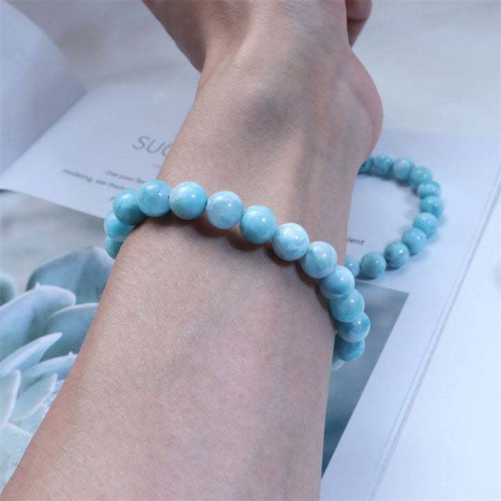 Buddha Stones天然ラリマーの知恵と自信のブレスレット