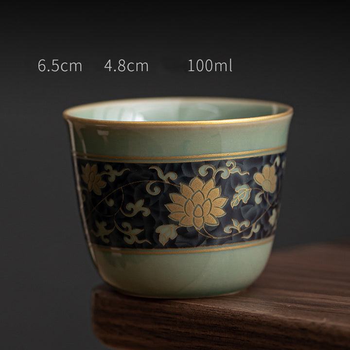Buddha Stones蝶 花 蓮 鯉 梅 陶器 ティーカップ カンフー ティーカップ 100ml
