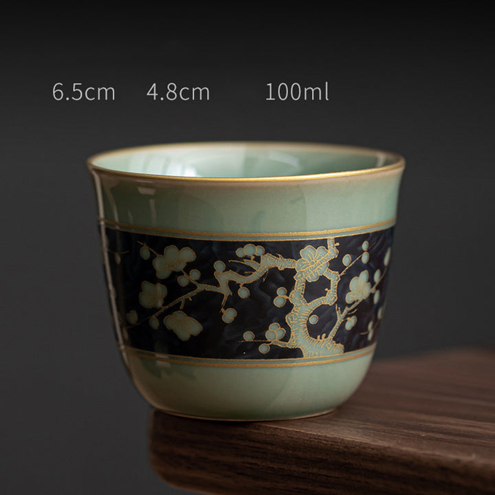 Buddha Stones蝶 花 蓮 鯉 梅 陶器 ティーカップ カンフー ティーカップ 100ml