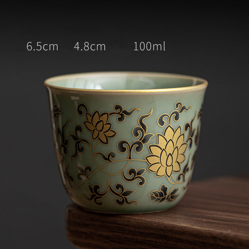 Buddha Stones蝶 花 蓮 鯉 梅 陶器 ティーカップ カンフー ティーカップ 100ml