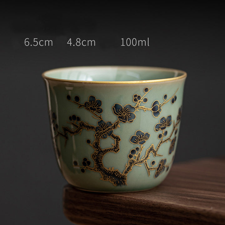 Buddha Stones蝶 花 蓮 鯉 梅 陶器 ティーカップ カンフー ティーカップ 100ml